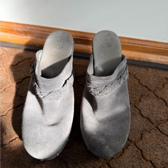 UGG Shoes - UGG Gray Suede Braided Mule Clogs - Size 8